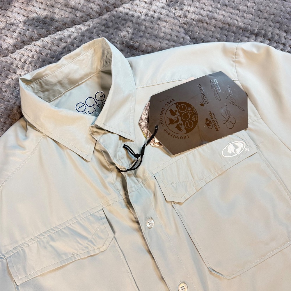 EAG Elite Mossy Oak Fishing Shirt Mens Small Short Sleeve Ventilated Performance